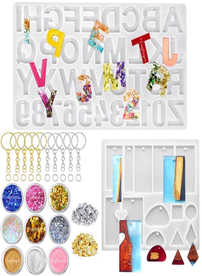 Craftinger DIY Alphabet & Keychain Making Mould Kit Set for Resin Art with Glitter, Pearl Mica Powder and More - Image 1